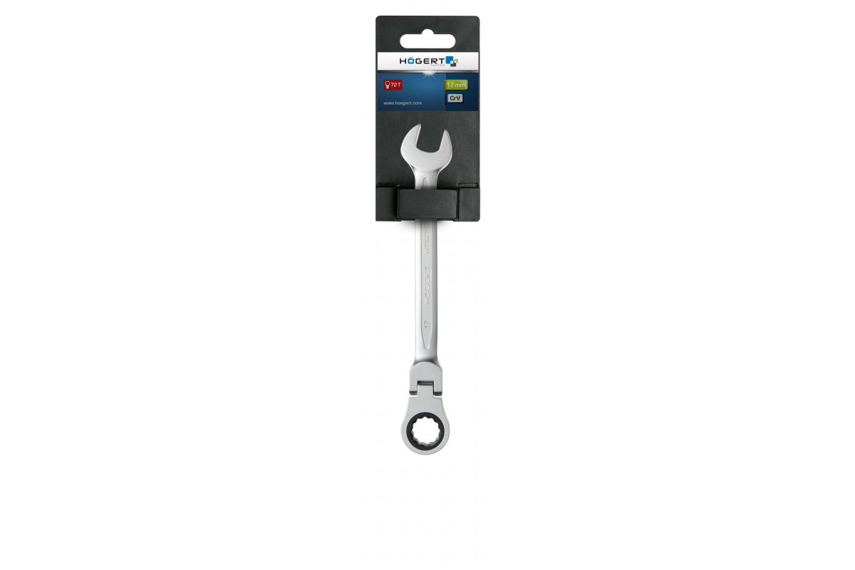 Kombinetā atslēga ar tirkšķi un šarnīru, CrV, 17 мм, 72T