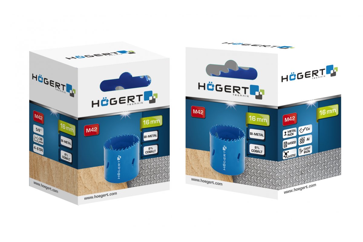 Caurumu zāģis bimetāla 16 мм, tērauds M42