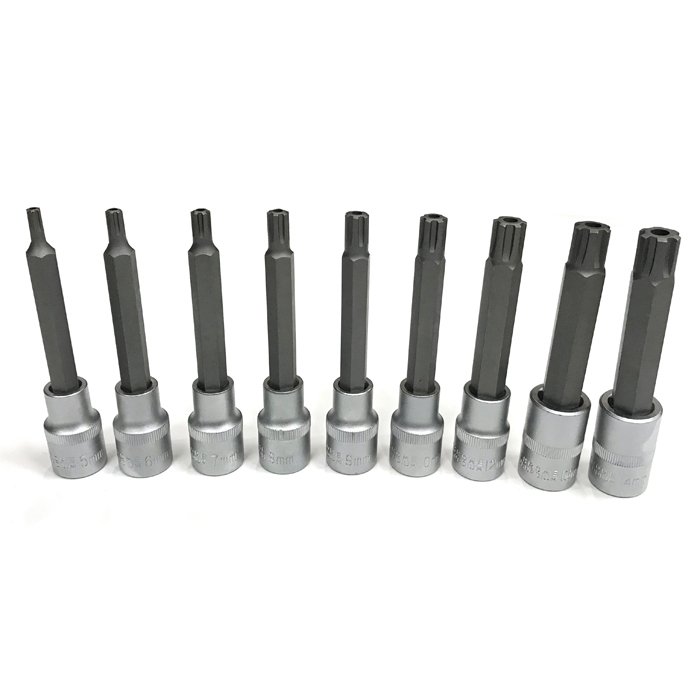 1/2 “+ 3/8” galviņas ar bitu komplektu (RIBE) 9pcs.