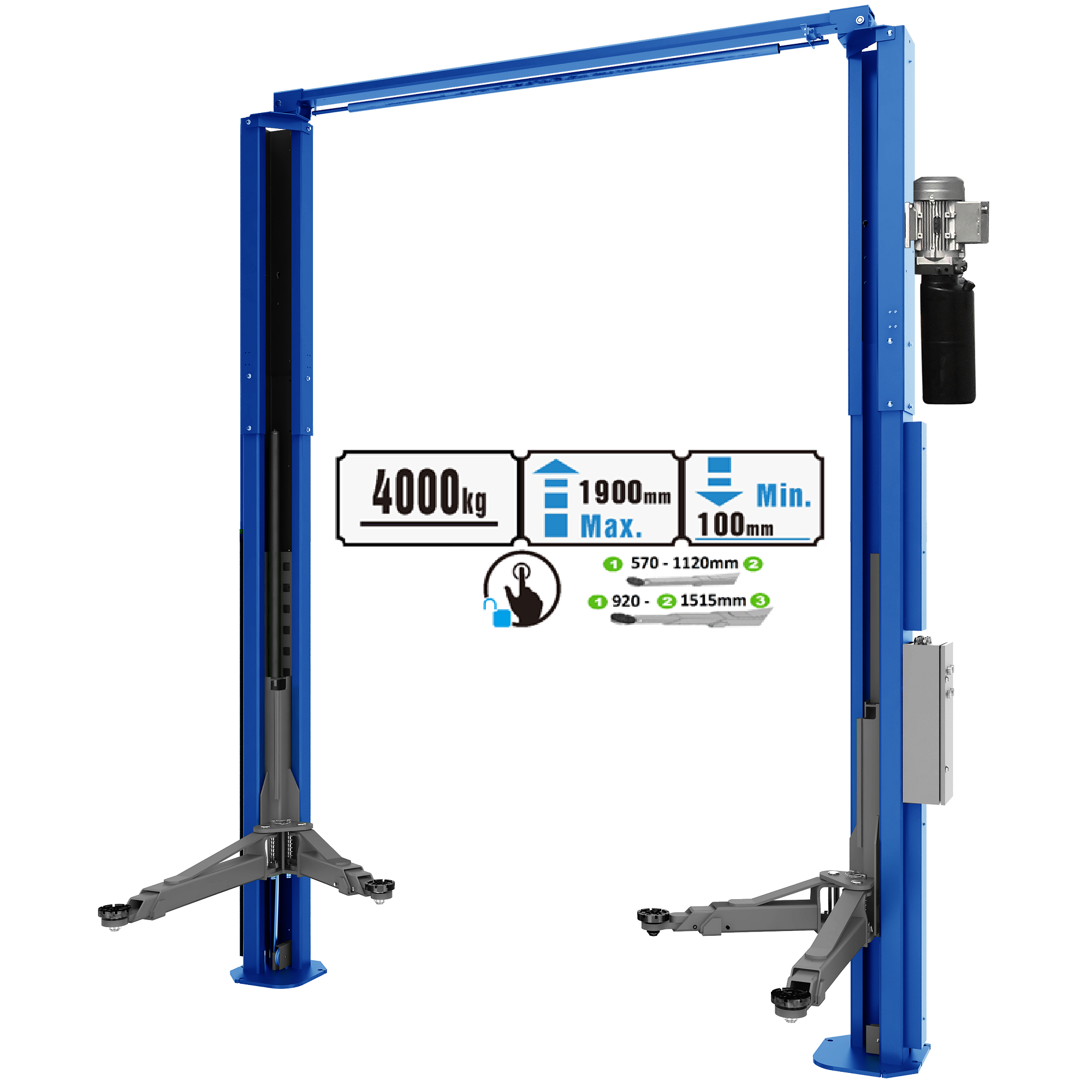 Hidrauliskais pacēlājs divām kolonnām ar elektromagnētisko bloķēšanu, 4,0 T, PL40EF