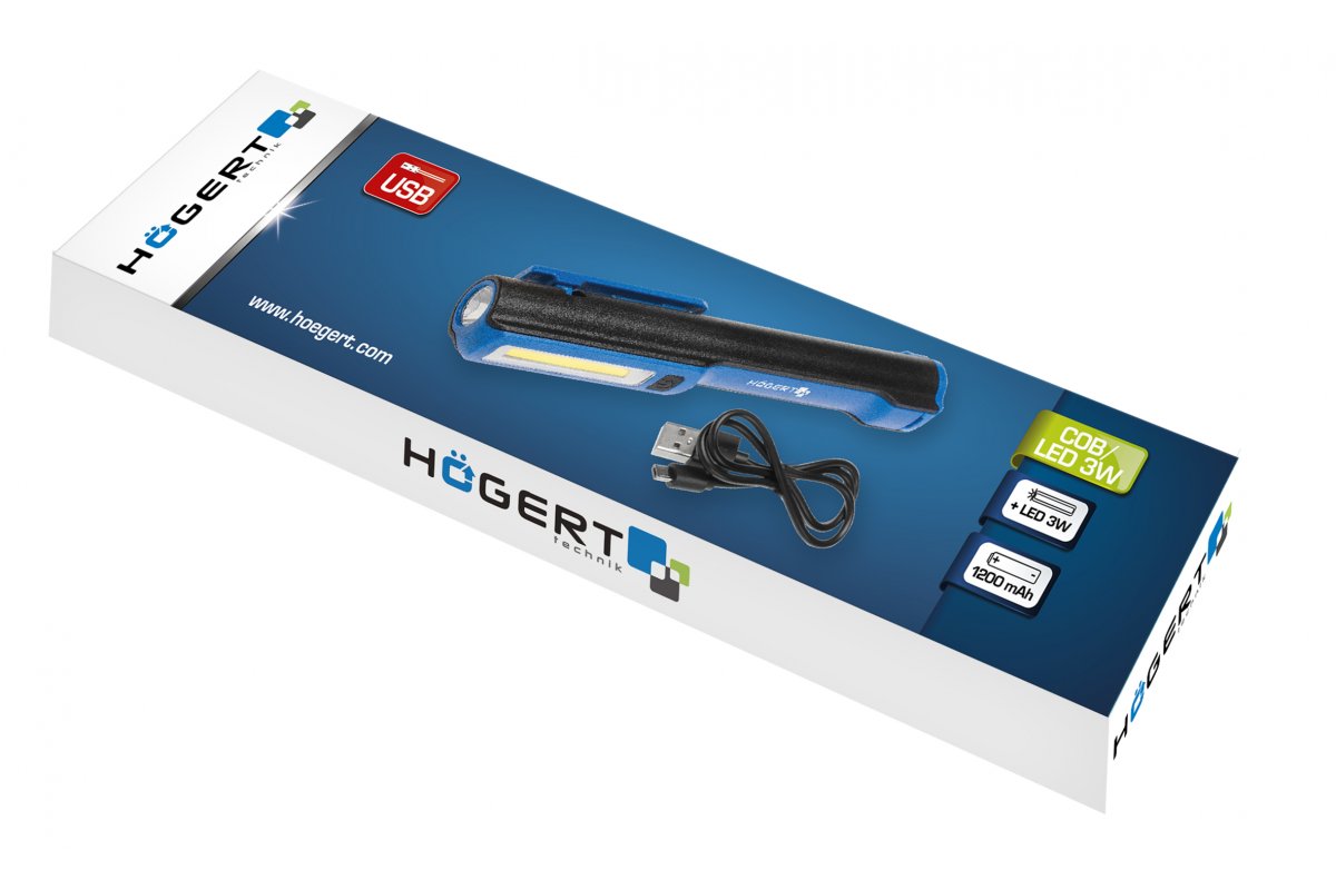 LED lukturītis 160 lūmenu, HOGERT magnēts
