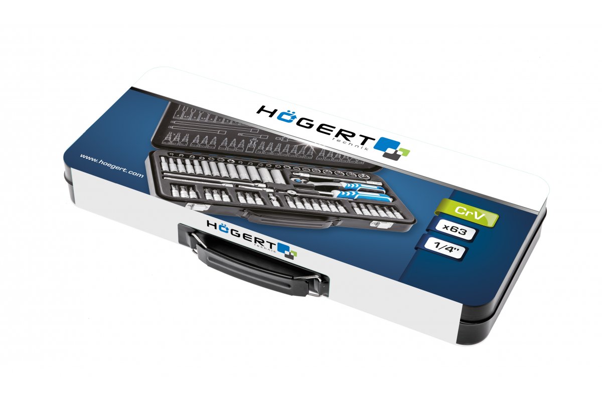 Atslēgu komplekts 63gab. 1/4” HOGERT