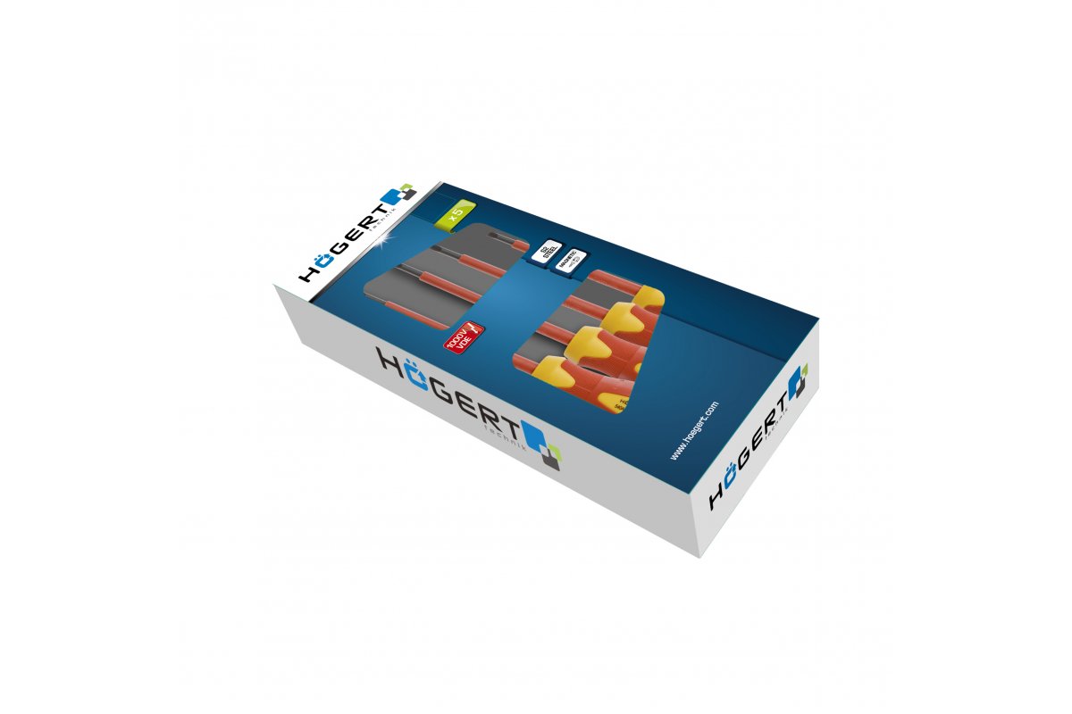 Skrūvgriežu komplekts 1000V, S2 tērauds, 5 gab. Ietver HOGERT sprieguma testeri