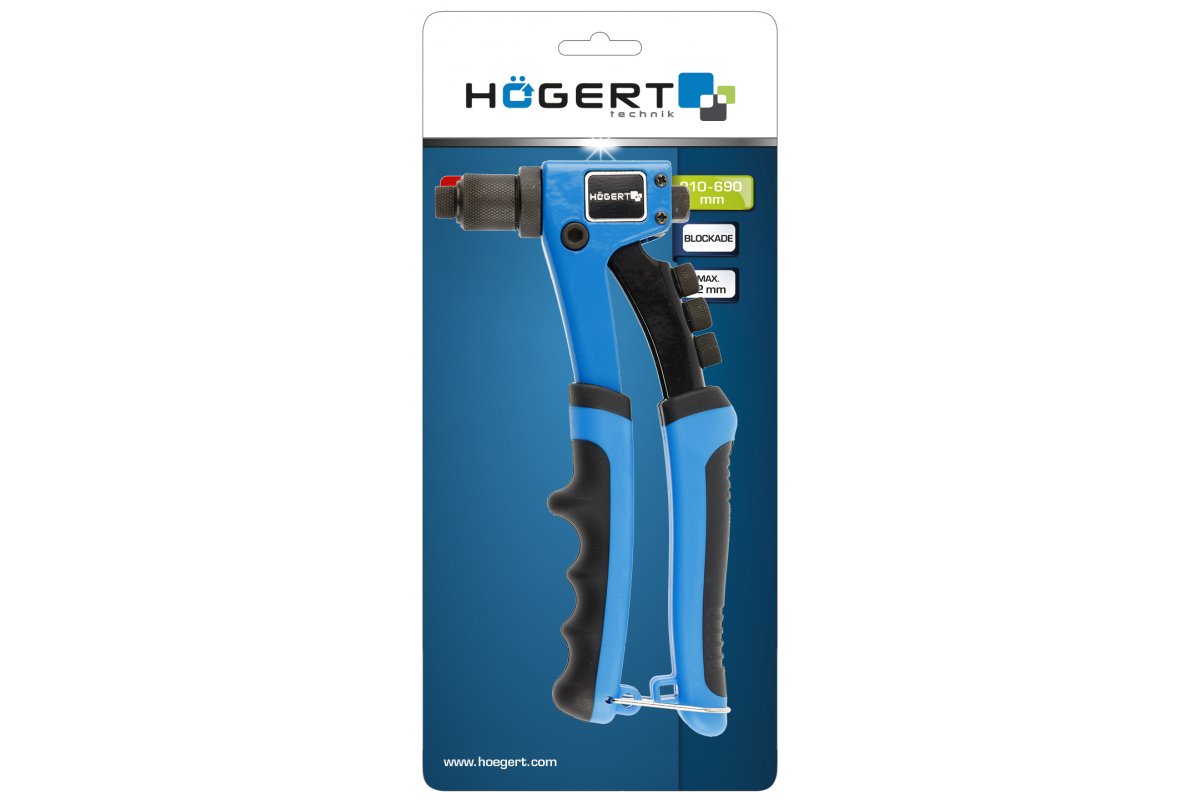 Kniedēšanas pistole alumīnija un tērauda kniedēm, 215mm HOGERT HT2C152