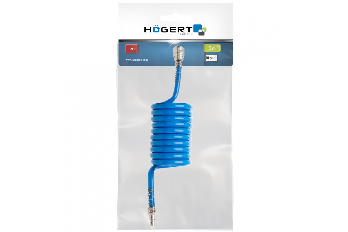 Pneimatiskā spirālšļūtene PU 5m 6x8mm HOGERT