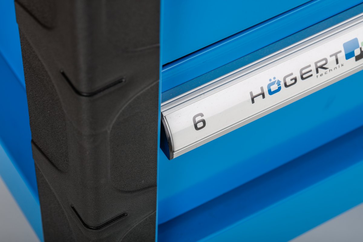 Instrumenta ratiņi 6 atvilktnes, armēta plastmasas augšdaļa. HOGERT