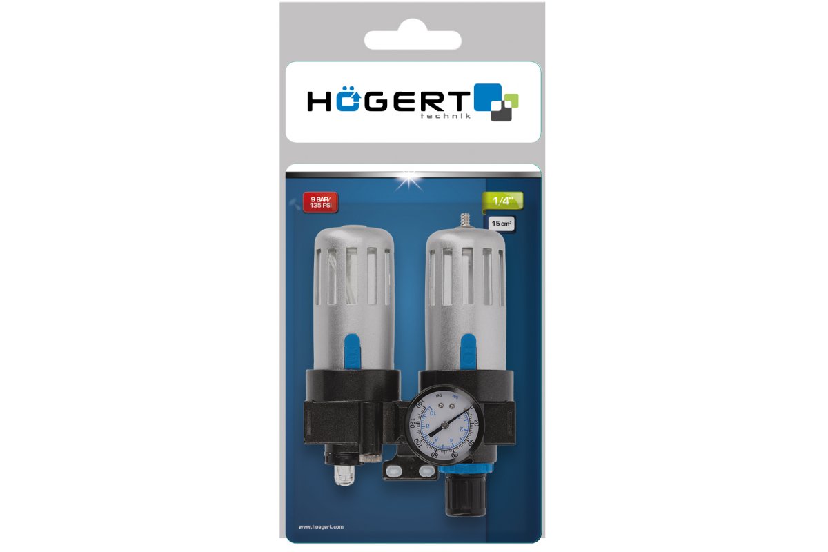 Filtrs ar regulatoru un lubrikatoru 1/4” 90/60 ml HOEGERT
