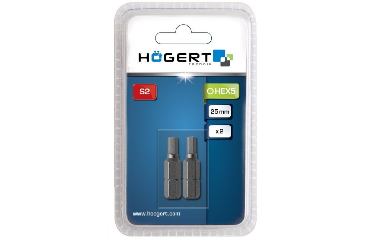 Uzgaļi HEX 5, 25 mm, 2 gab. HOEGERT