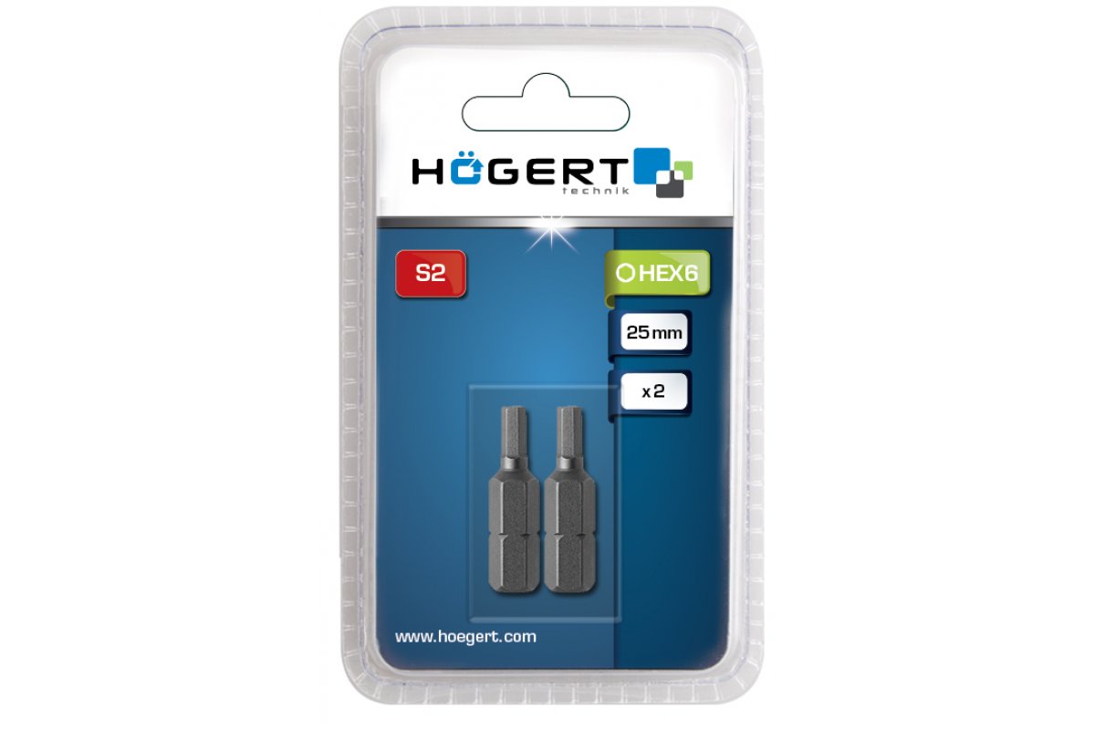Uzgaļi HEX 6, 25 mm, 2 gab. HOEGERT