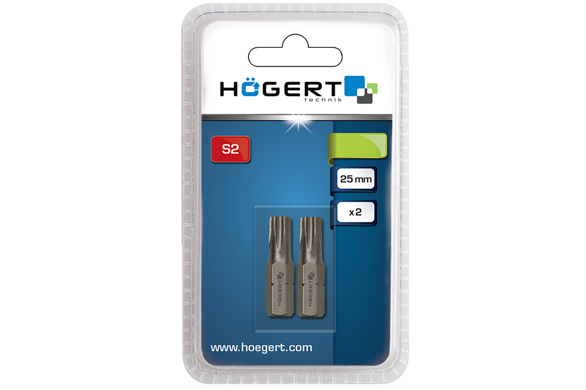 T25 – 25 mm TORX uzgaļi, tērauds S2, 2 gab. HOEGERT