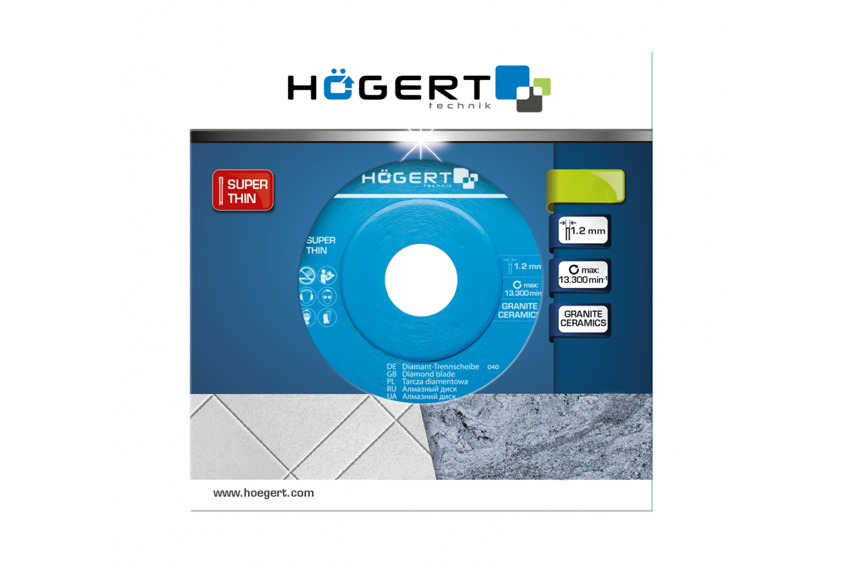 Griešanas disks flīzēm 125 x 1,2 x 22,2 mm HOEGERT - Image 4