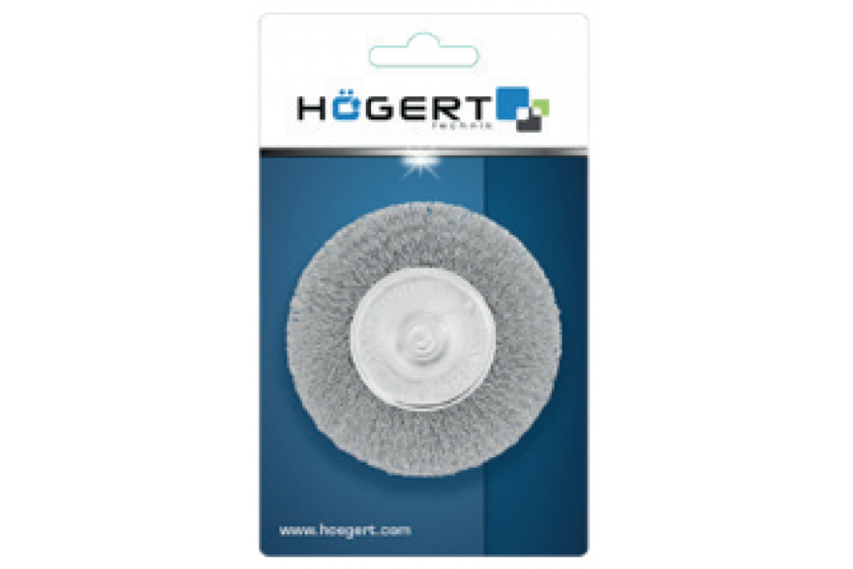 Disku birste ar kātu 100 mm, tērauda stieple 0,3 mm HOEGERT