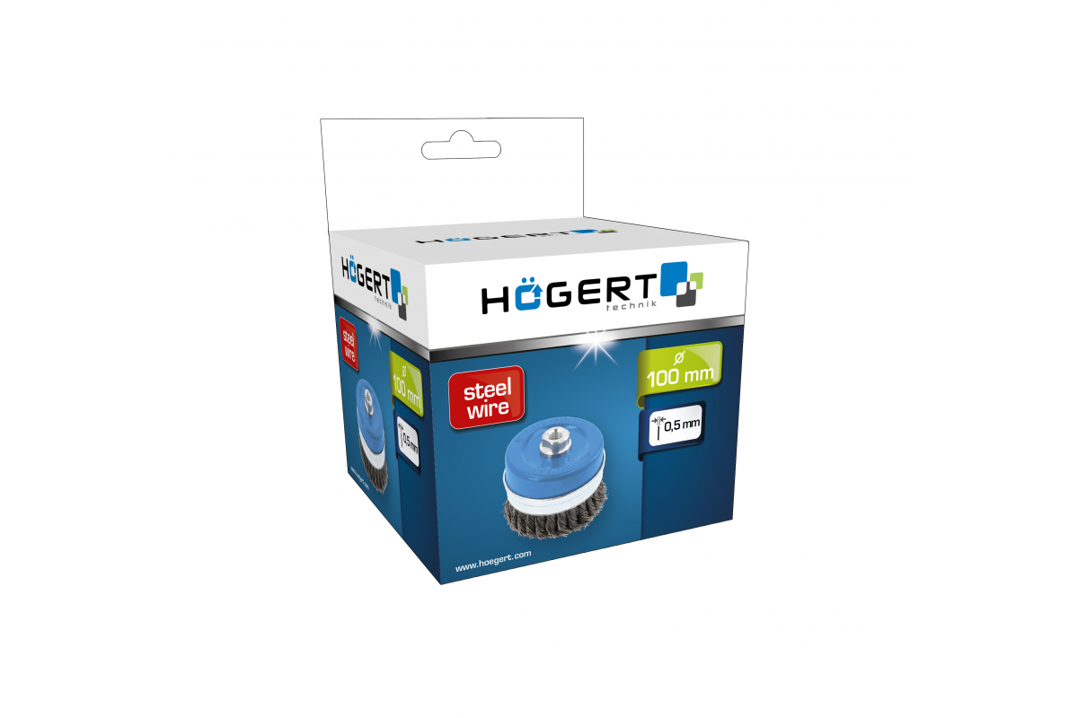 Disku birste 100 mm, M14, tērauda stieple 0,5 mm HOEGERT