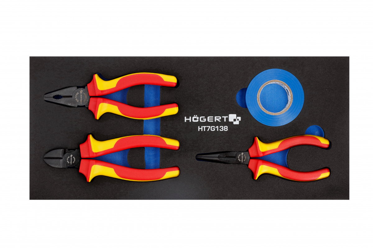 Dielektrisko knaibļu komplekts 1000V un izolācijas lente 4 gab., EVA HOEGERT