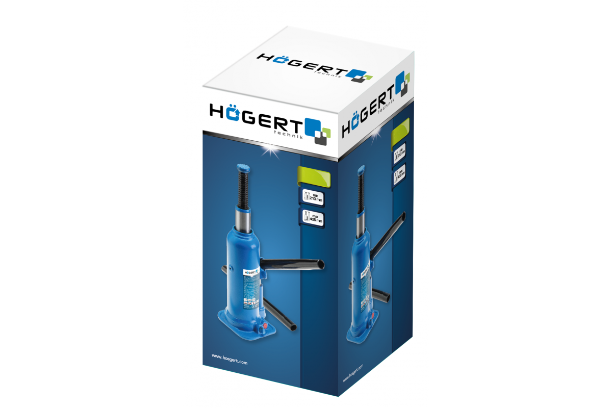 Hidrauliskais pudeļveida domkrats 8 tonnas 225-450mm, HOEGERT HT8G024