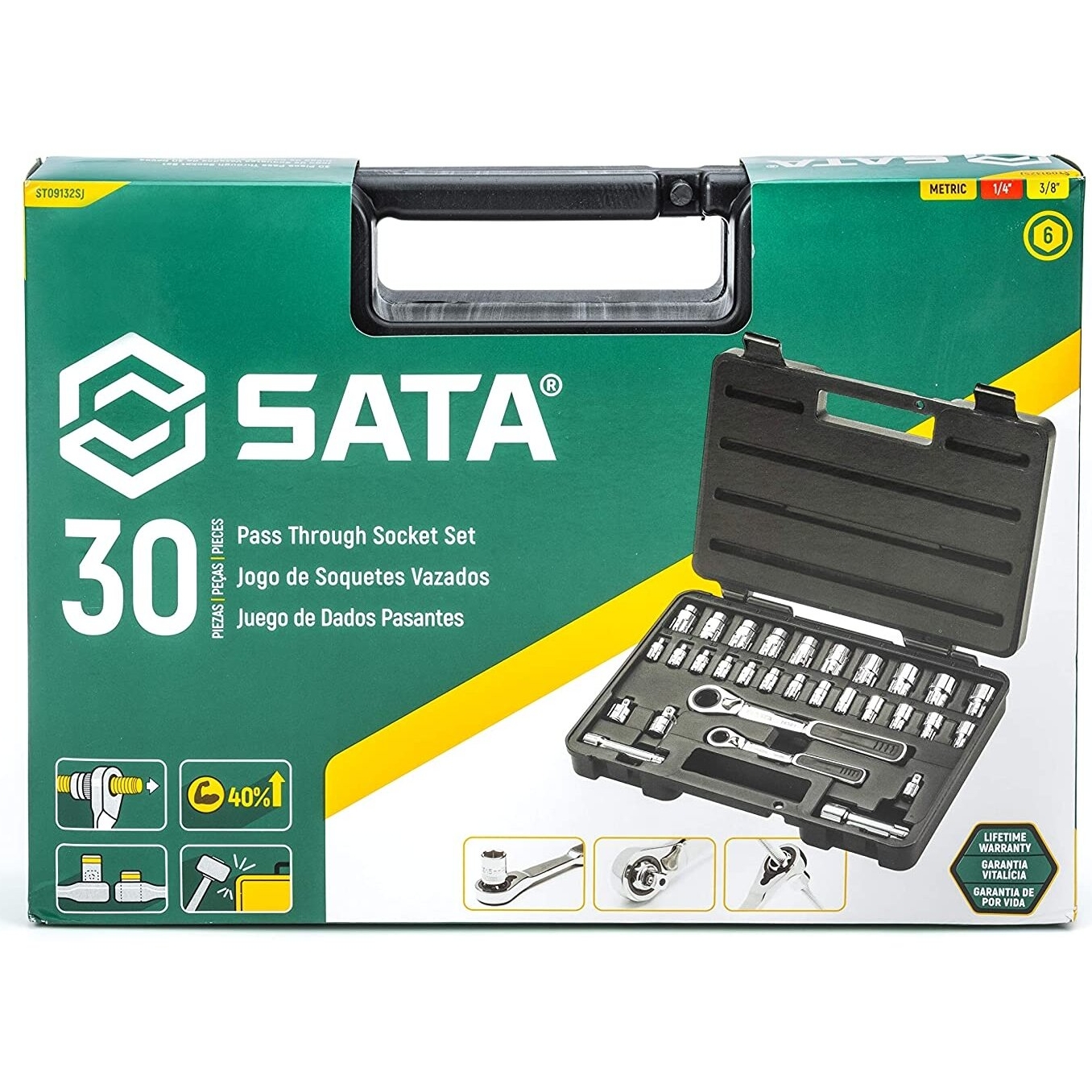 Tirkšķatslēgas un uzgaļu komplekts 3/8" + 1/4" 30gab. - Image 7