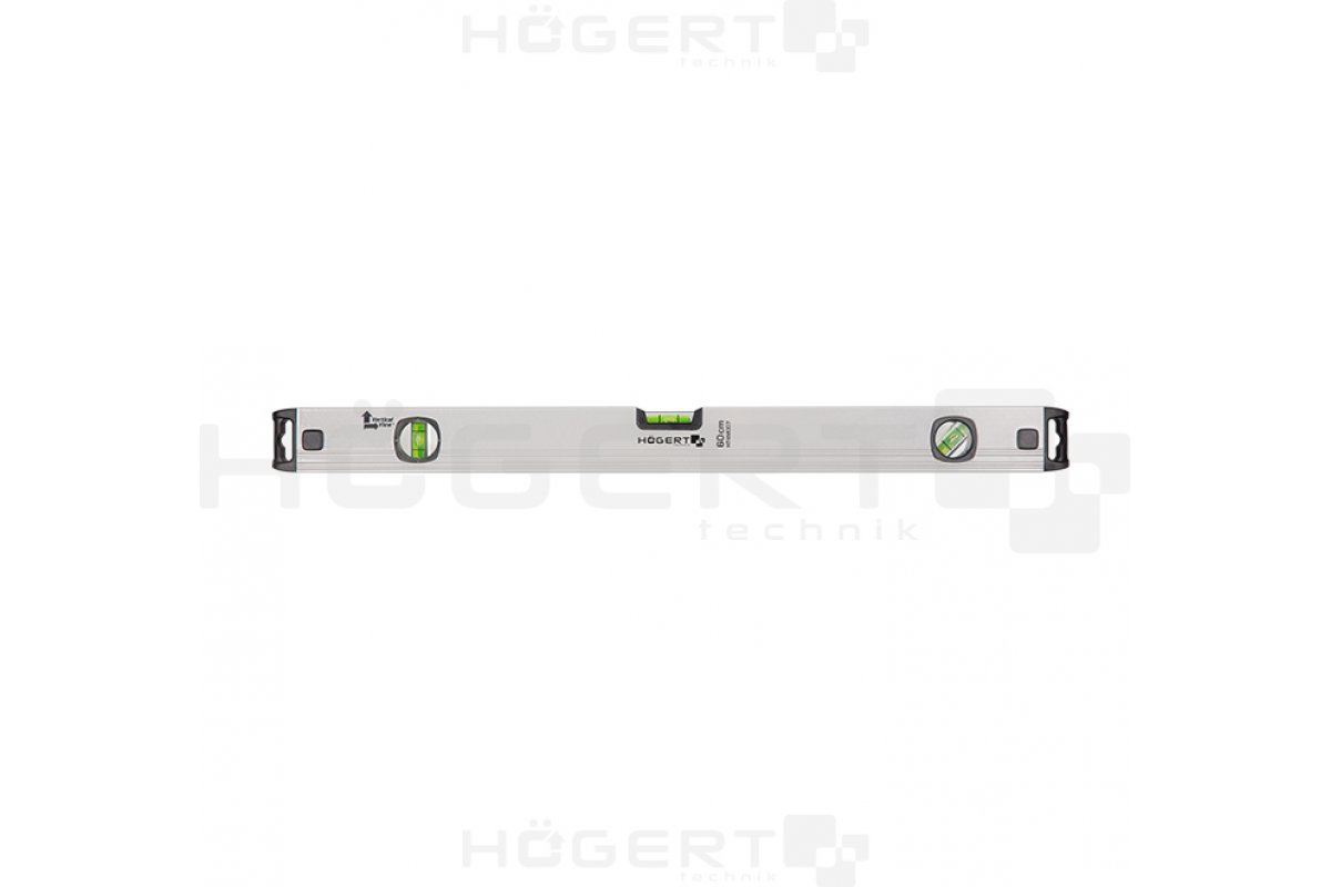 HOEGERT Alumīnija līmenis 60 cm, (3 burbuļi), skats vertikāli