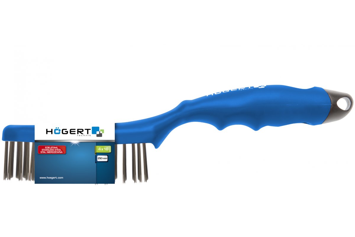 HOEGERT Četru rindu stiepļu suka, nerūsējošā tērauda stieple HT3B622
