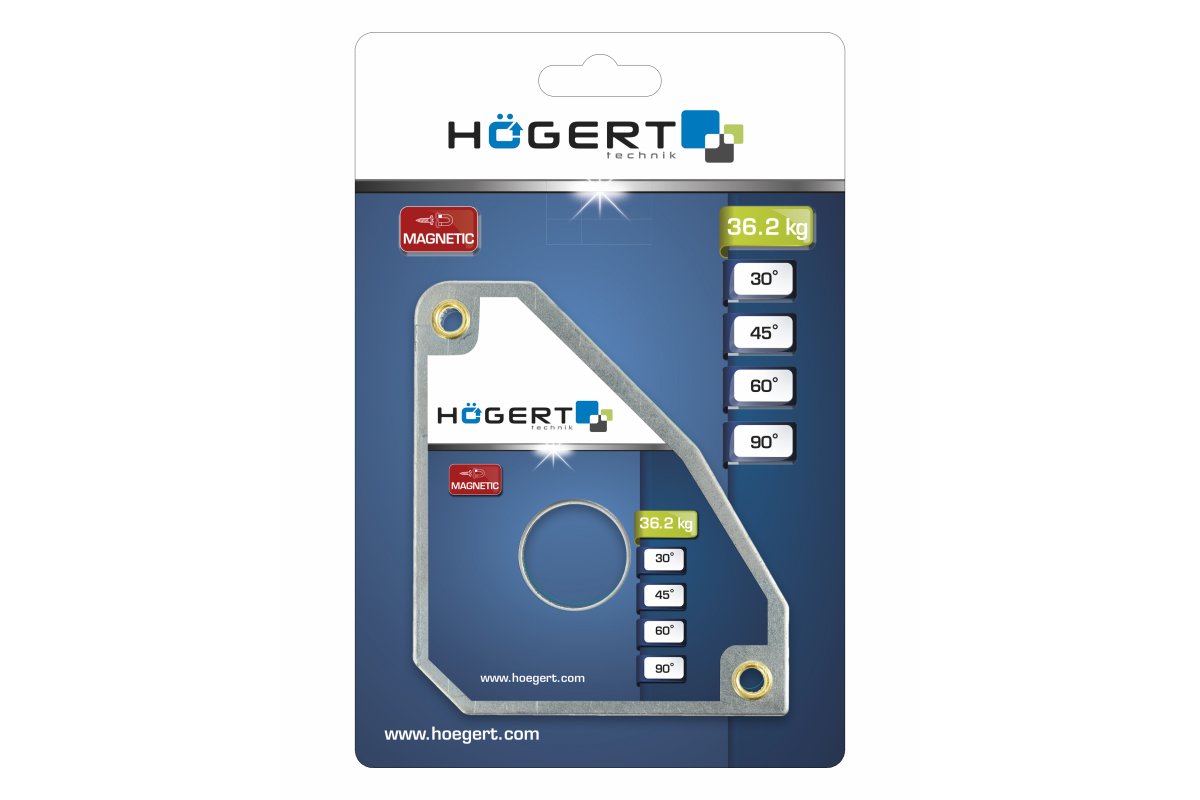 HOEGERT Magnētiskās metināšanas kvadrāts 36.2kg, izmērs: 198x123x25mm HT3B660