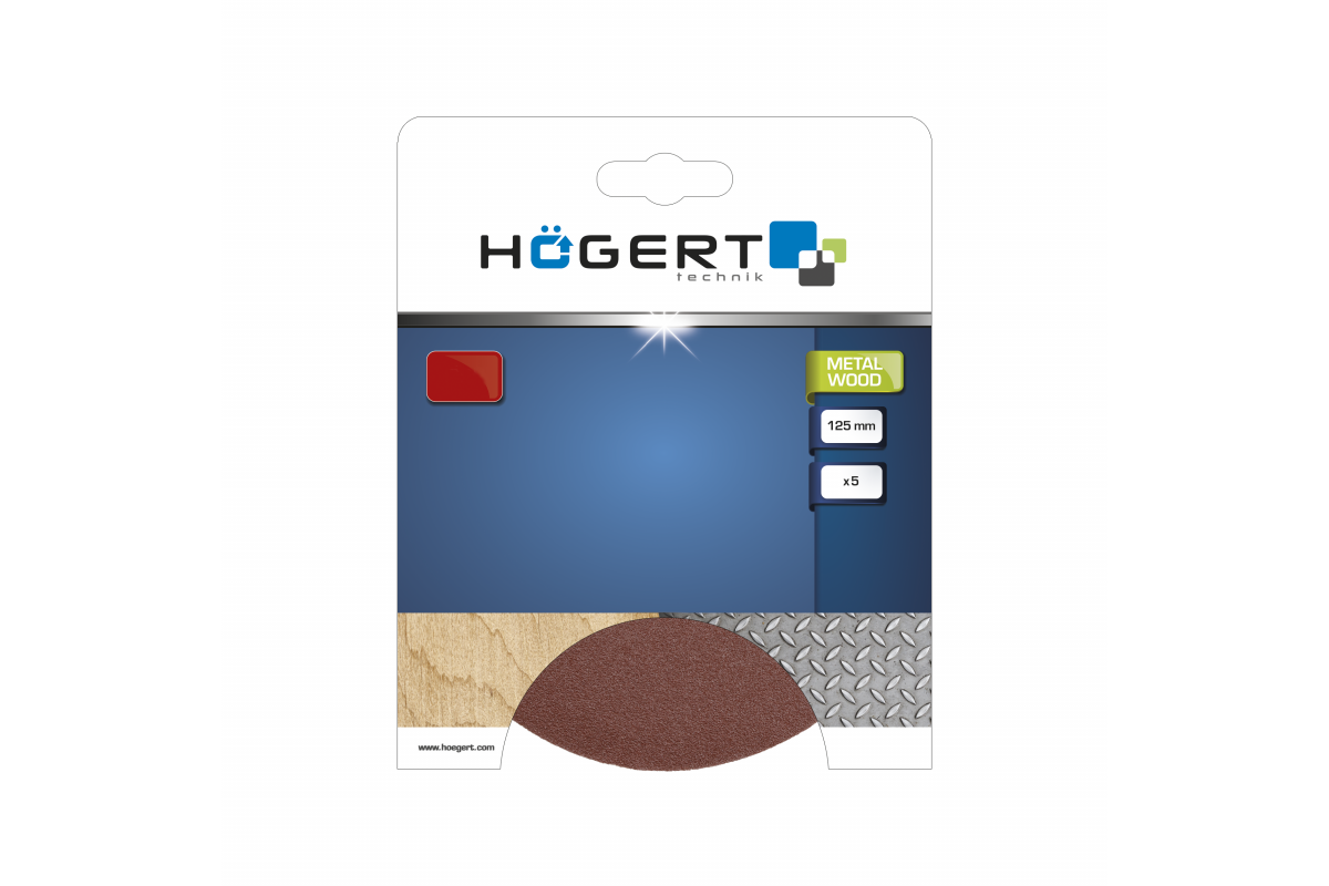 HOEGERT Slīpēšanas disks ar Velcro 5 gab. 125 mm G40