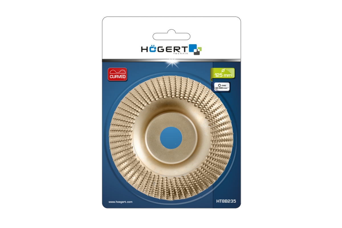 Izliekts slīpēšanas disks kokam 125×22,2 mm HOEGERT HT8B235