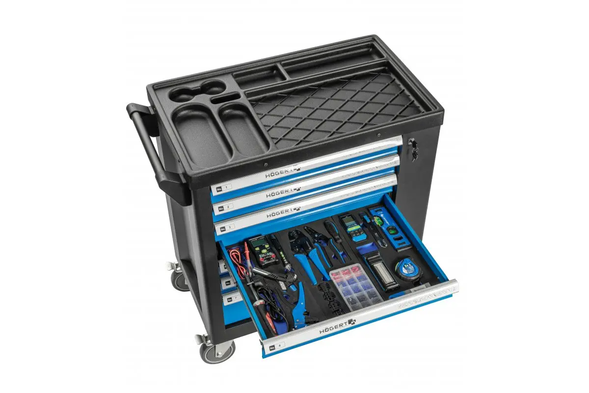 Skapis instrumentiem ar 7 kastēm un sānu durvīm ar 544 elementu aprīkojumu HT7G050 - Image 18