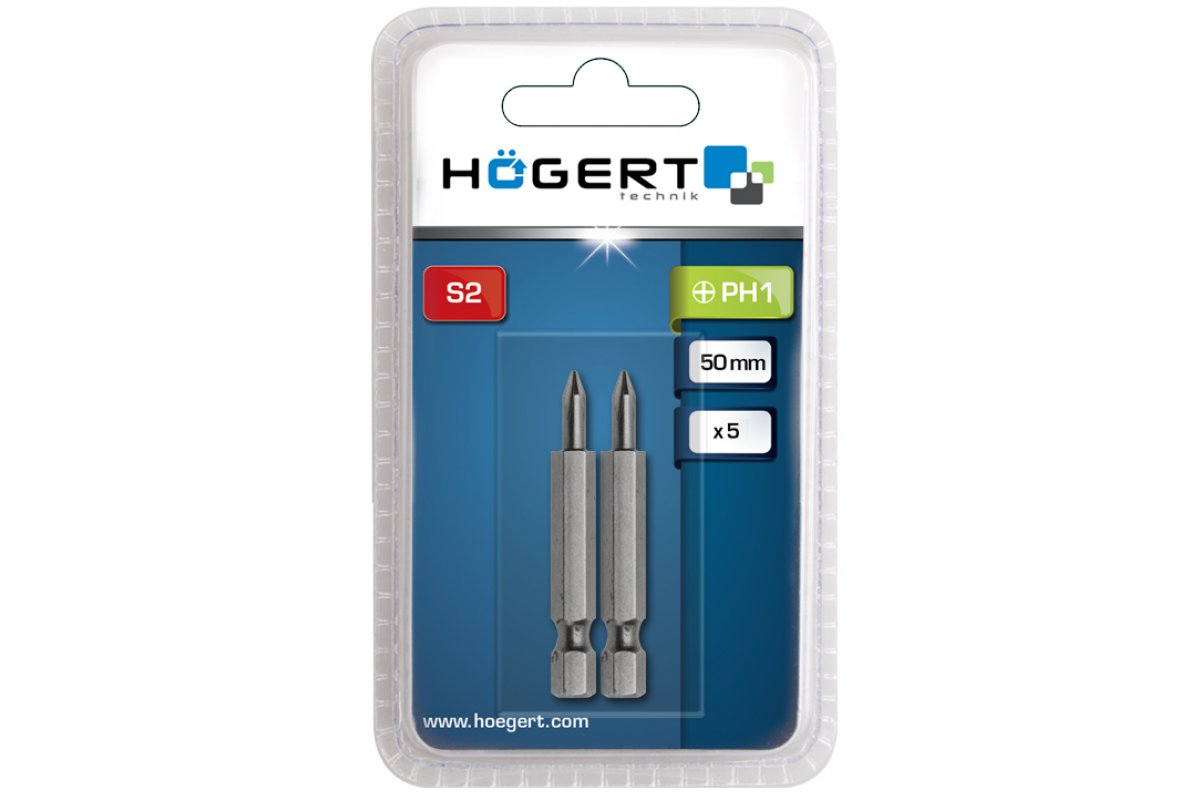 Skrūvgriežu uzgaļi, PH1, 50 mm, 2 gab. blisterī