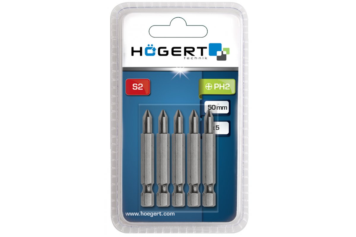 Skrūvgriežu uzgaļi, PH2, 50 mm, 2 gab. blisteris