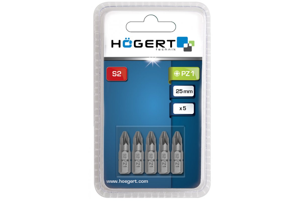 Skrūvgriežu uzgaļi PZ1, 25 mm, 5 gab.