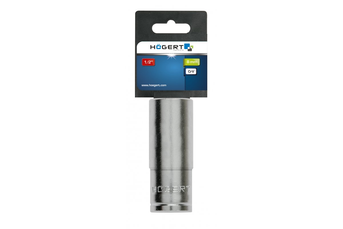 Muciņa sešstūra 1/2″, 8 mm, gara, CrV