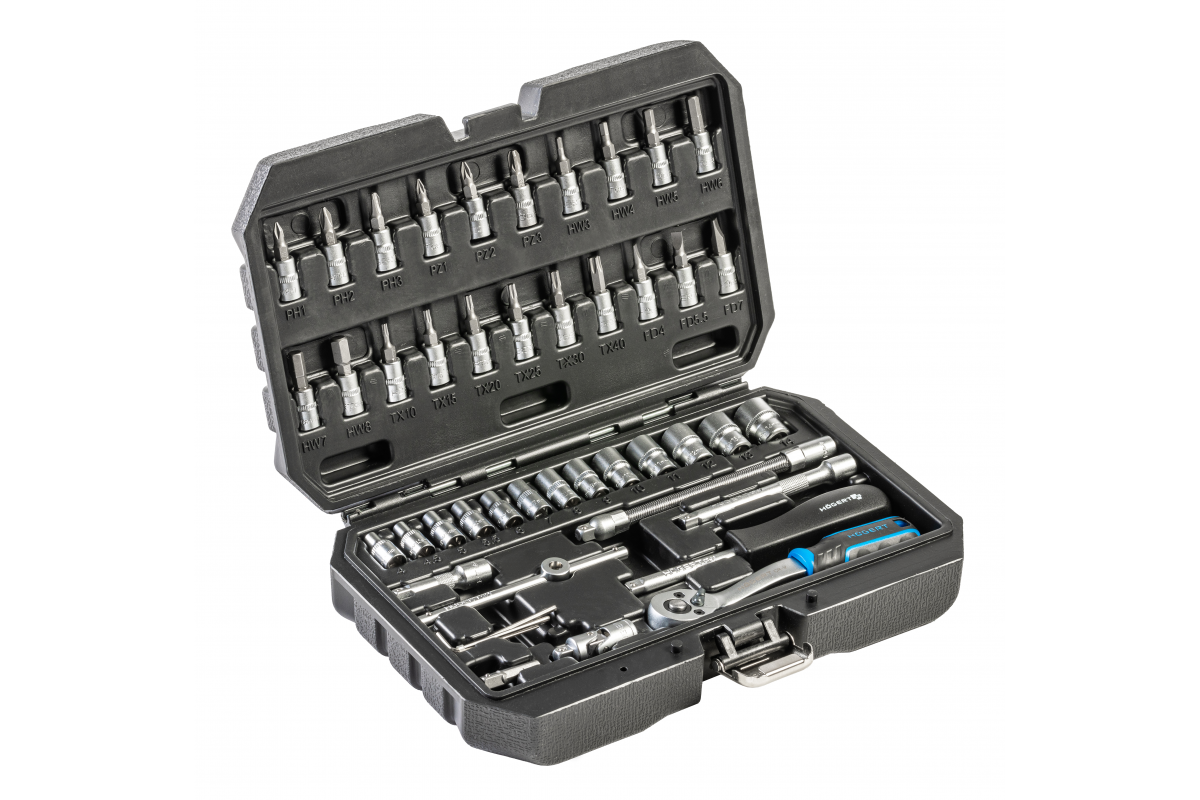 Instrumentu komplekts 1/4'' 46 gab, CrV tērauds, sprūdrata rokturis 72 T - Image 5