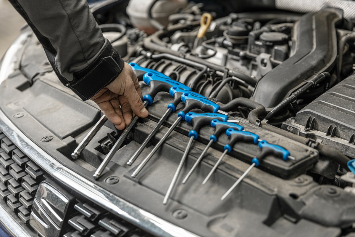 T tipa sešstūra atslēgu komplekts ar lodīti, garš, 8 gab.