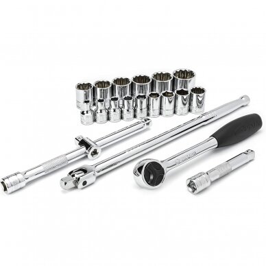 1/2” muciņu komplekts 20gab 6pt+12pt (5/16“-1-1/4”) (S.A.E.) - (ST09087SJ) SATA - Image 4