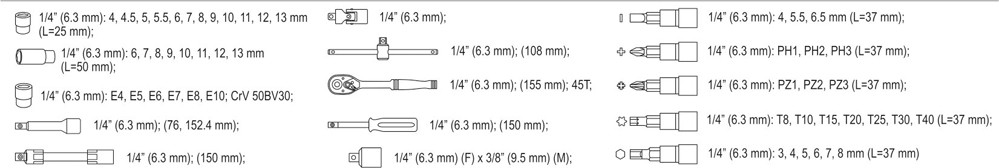Sprūdrata ligzdu komplekts | 6,3 mm (1/4 collas) | 56 gab. (58643) - Image 5