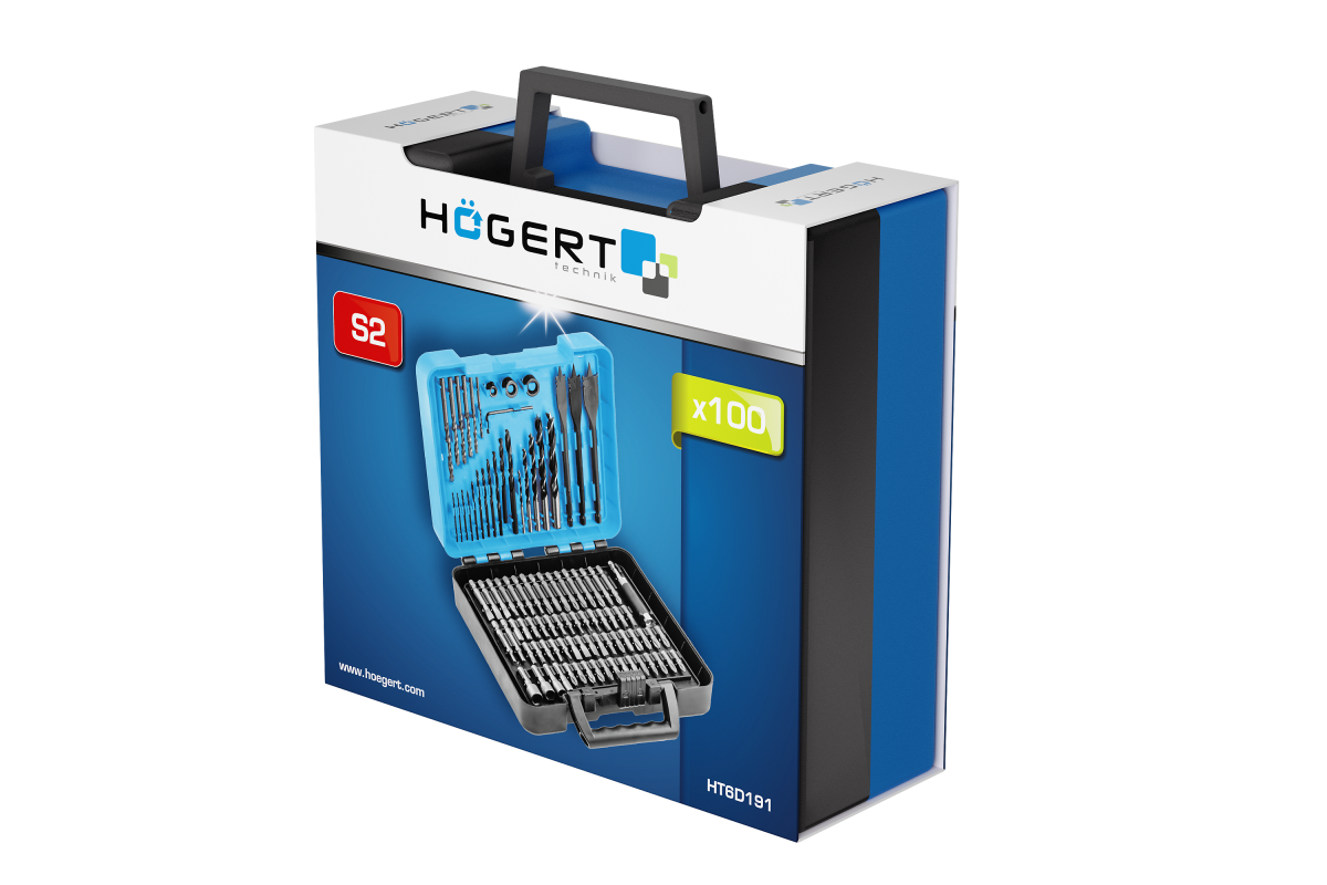 Kombinēto urbju un uzgaļu komplekts 100 gab. HT6D191