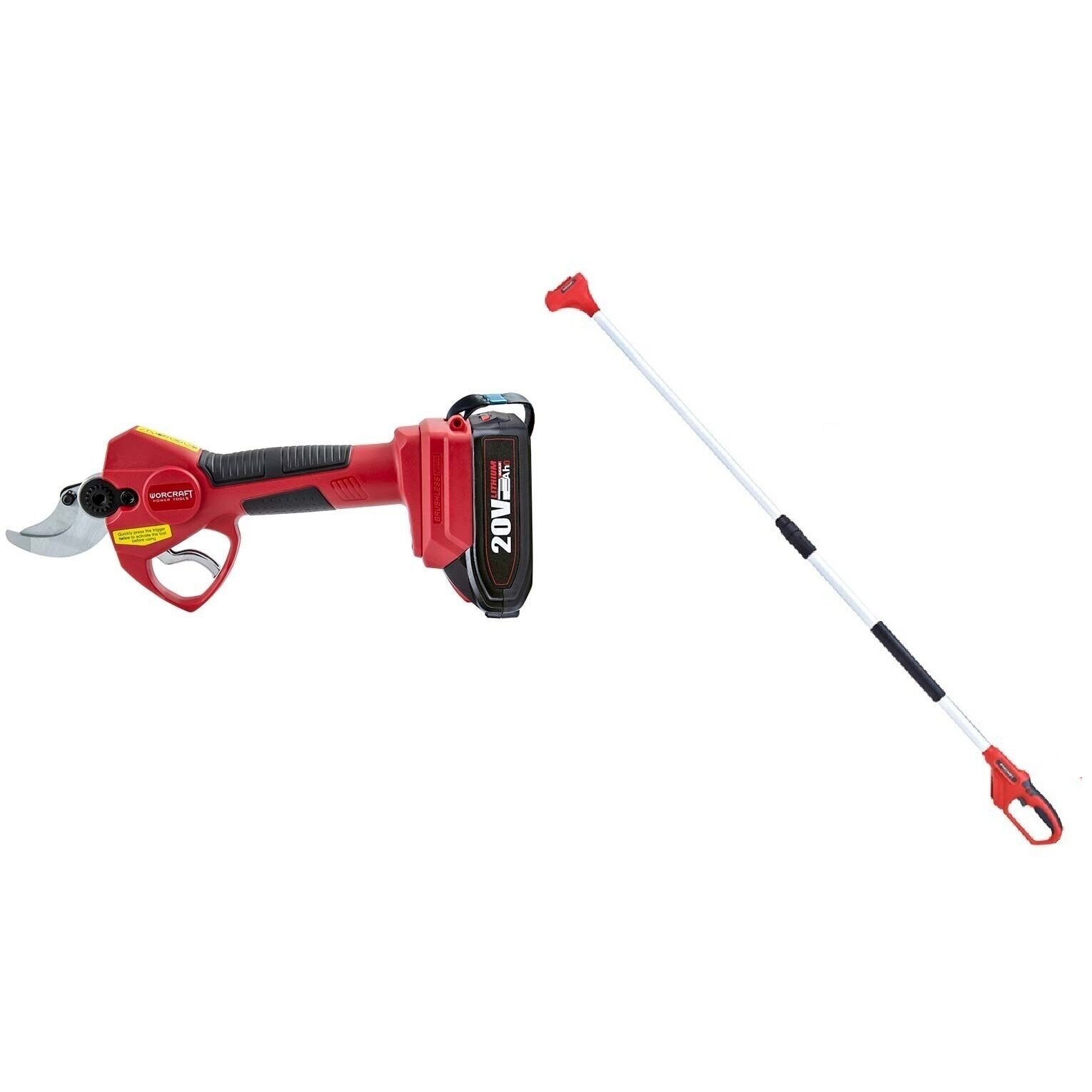 Litija jonu akumulatora bezsuku šķēres/sekatori 20V ar teleskopisko pagarinājumu