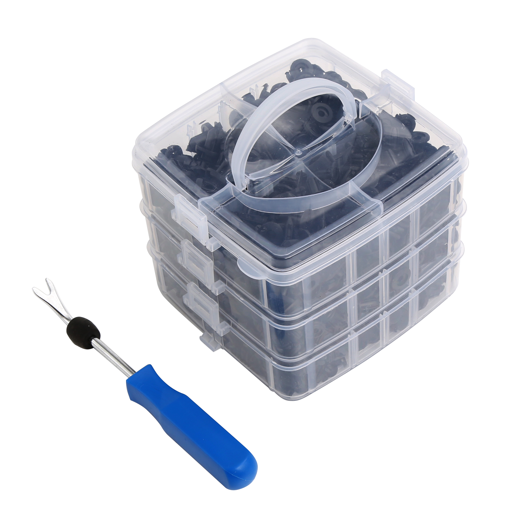 Plastmasas stumjamā tipa klipu sortiments (620gab)