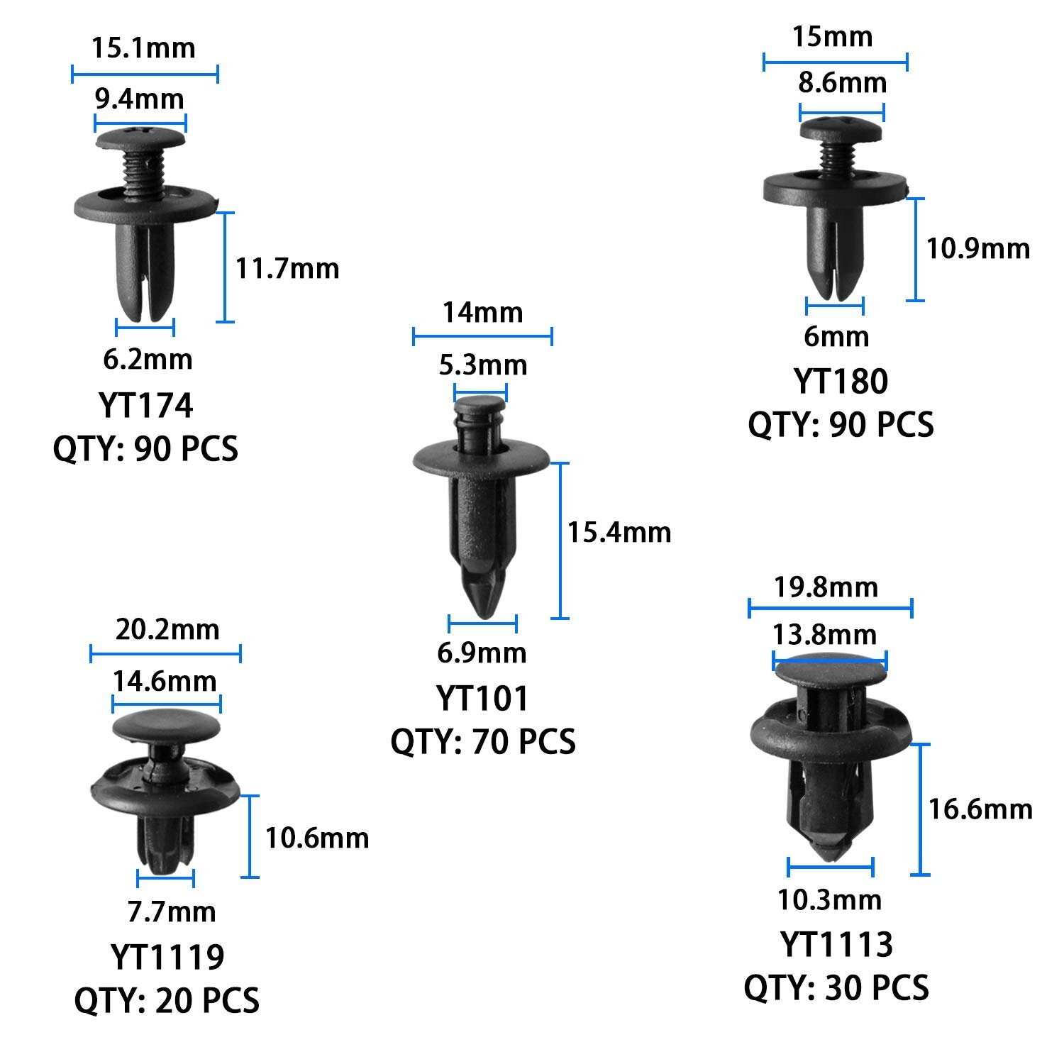 Plastmasas stumjamā tipa klipu sortiments (620gab) - Image 5