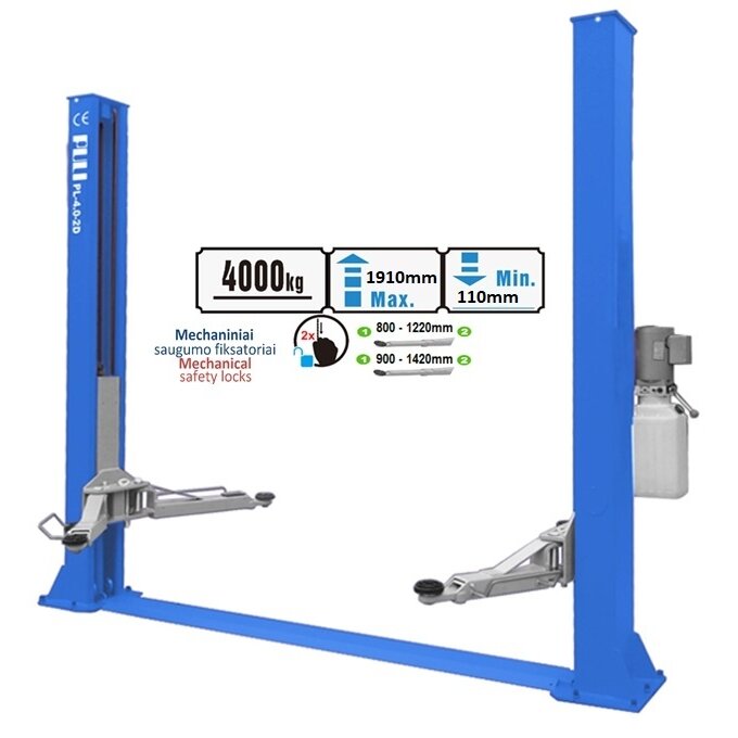 Divu stabu hidrauliskais pacēlājs (ar izstieptām rokām), 4.0t