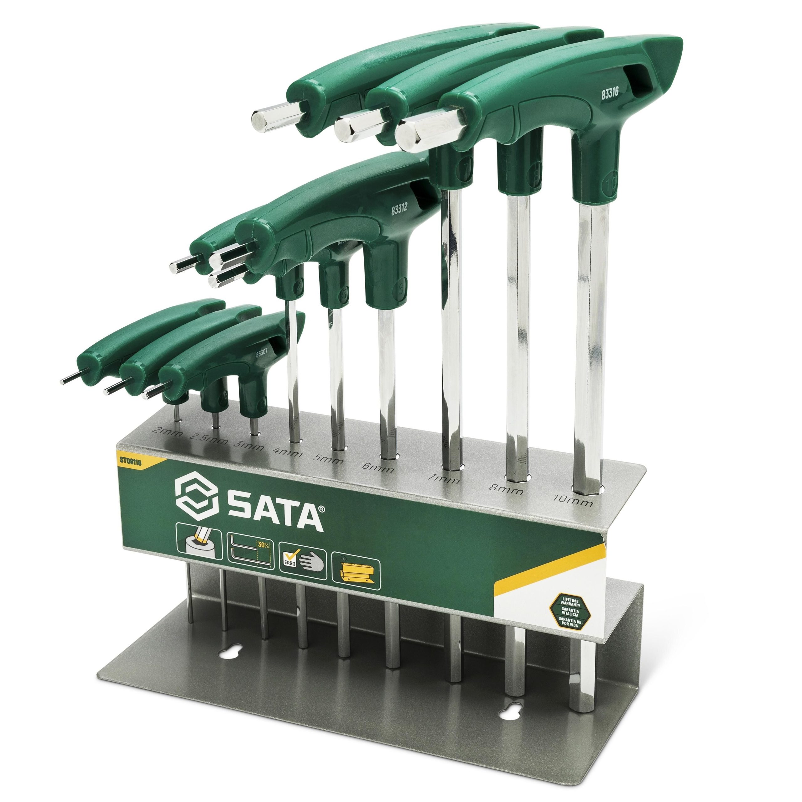 T-Handle sešstūra atslēgu komplekts 2-10mm 9gab