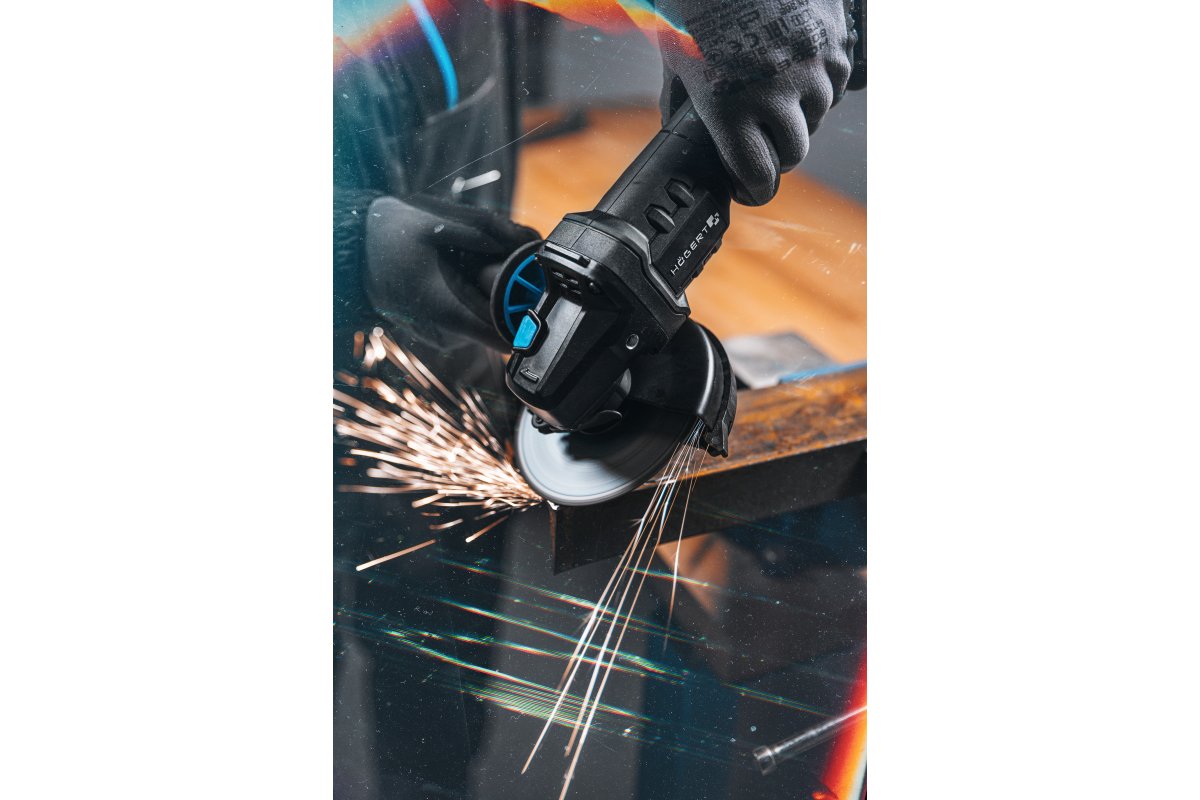 Bezvadu leņķa slīpmašīna 125mm, bezsuku motors, 8000 apgr./min, HT2E232-0AG, HOGERT