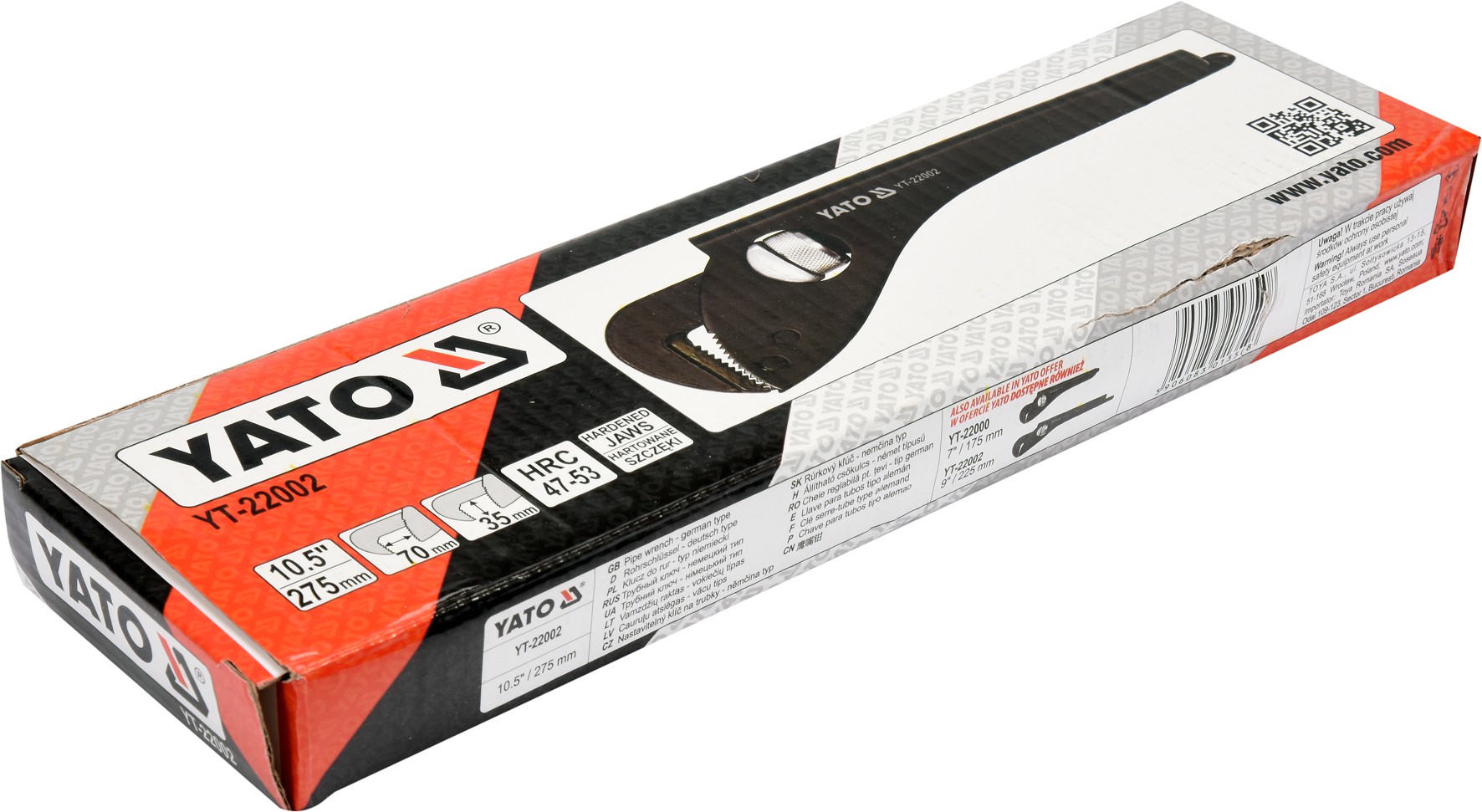 Santehnikas caurules uzgriežņu atslēga 275 mm (10,5 collas) (YT-22002) - Image 3