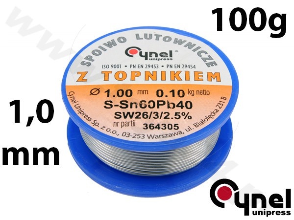 Svina metāls Ø 1.00mm. 100 g vienā plūsmā (76810)