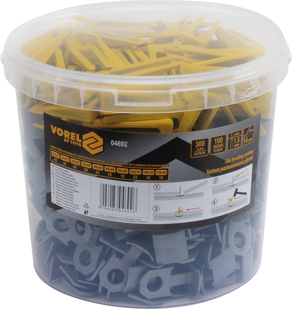 Flīžu izlīdzināšanas sistēma | 100 ķīļi + 300 klipši (04692)