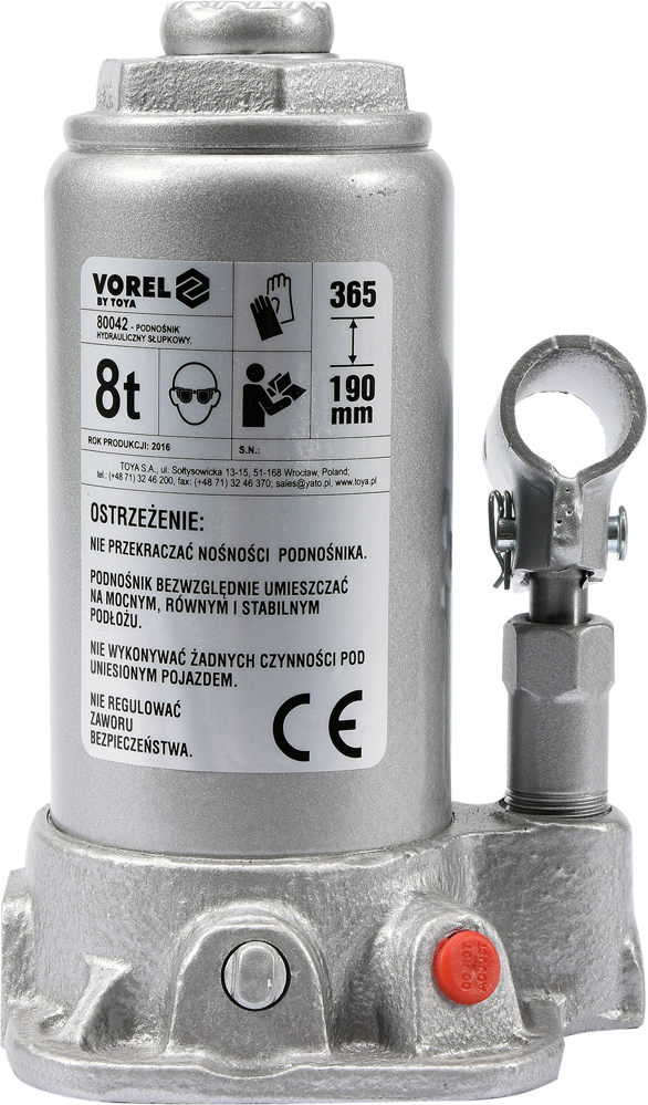 Hidrauliskais domkrats 8 t 190–365 mm TÜV/GS/CE (80042)
