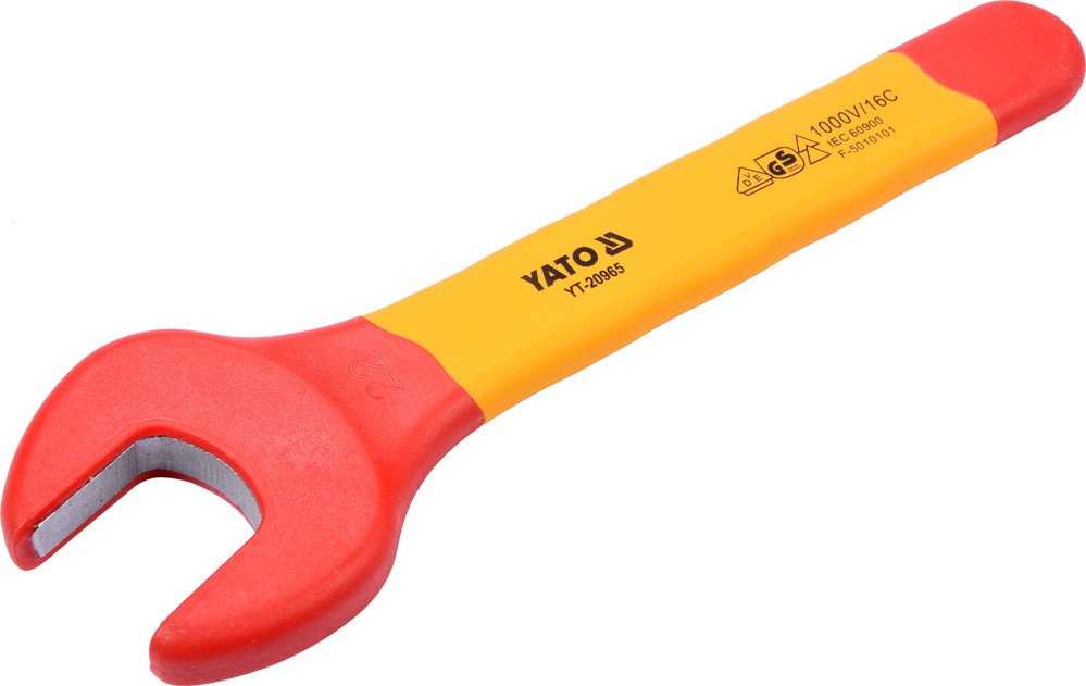 Izolēta bezgala uzgriežņu atslēga elektriķim 22mm VDE (YT-20965)