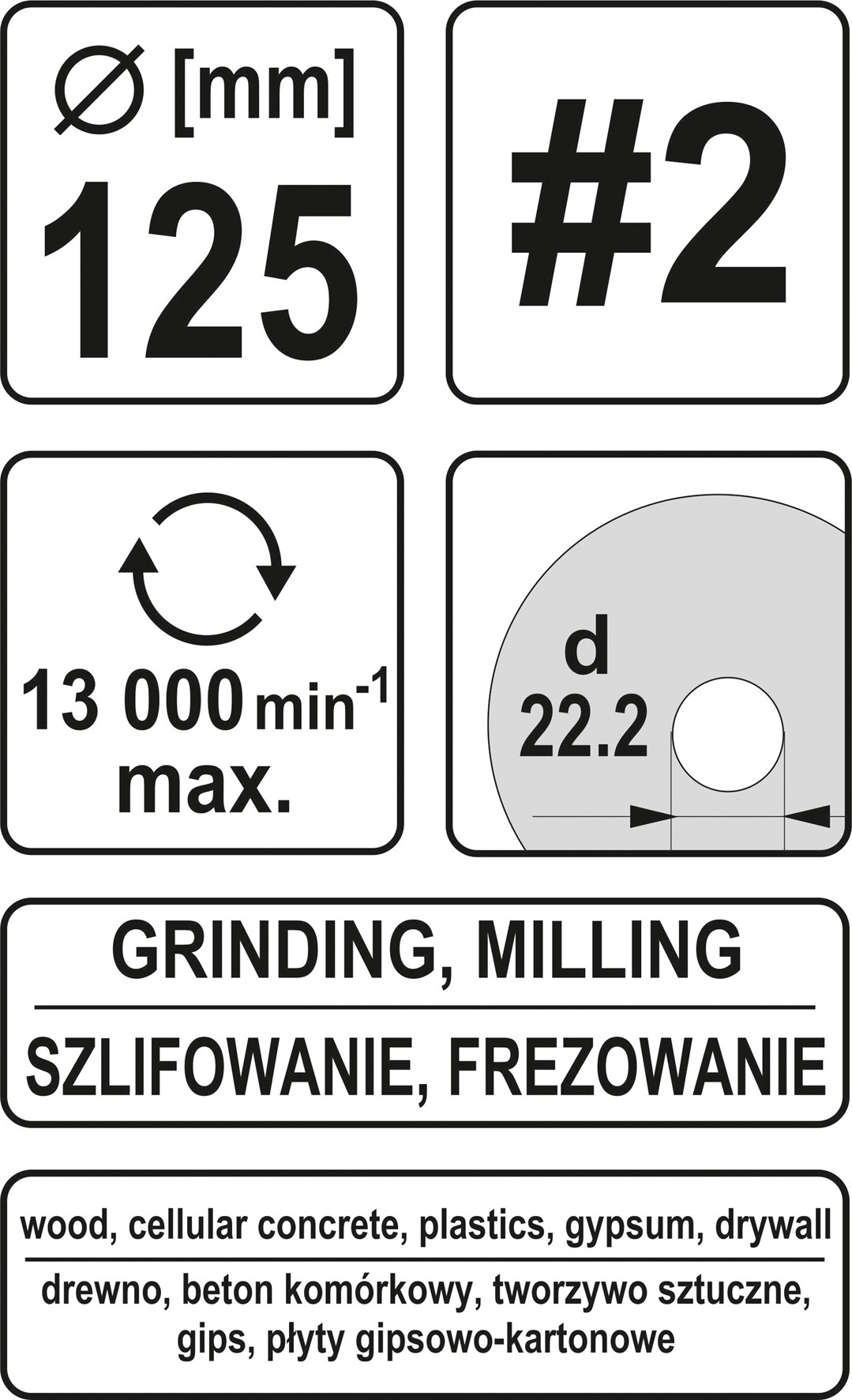 Koka griezējs/asmens 125 mm, No2 (YT-59165) - Image 8