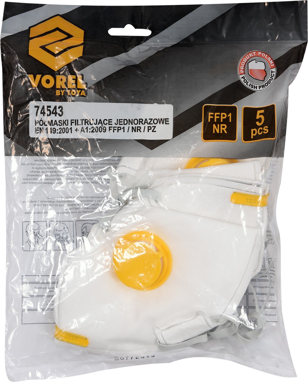 Elpošanas sistēmas EN 149: 2001.FFP1, 5vnt (74543)