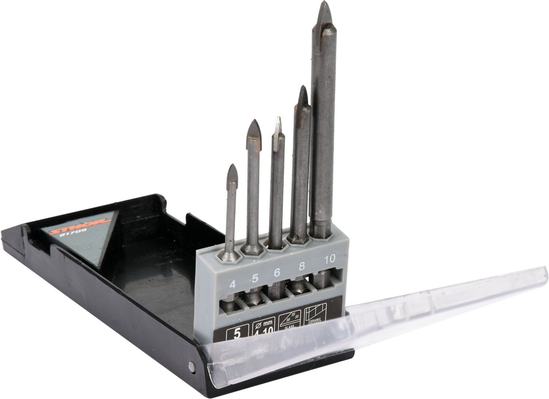 Urbju komplekts stiklam un keramikai | 6,3 mm (1/4 collas) gals | 4–10 mm | 5 gab. (21709)