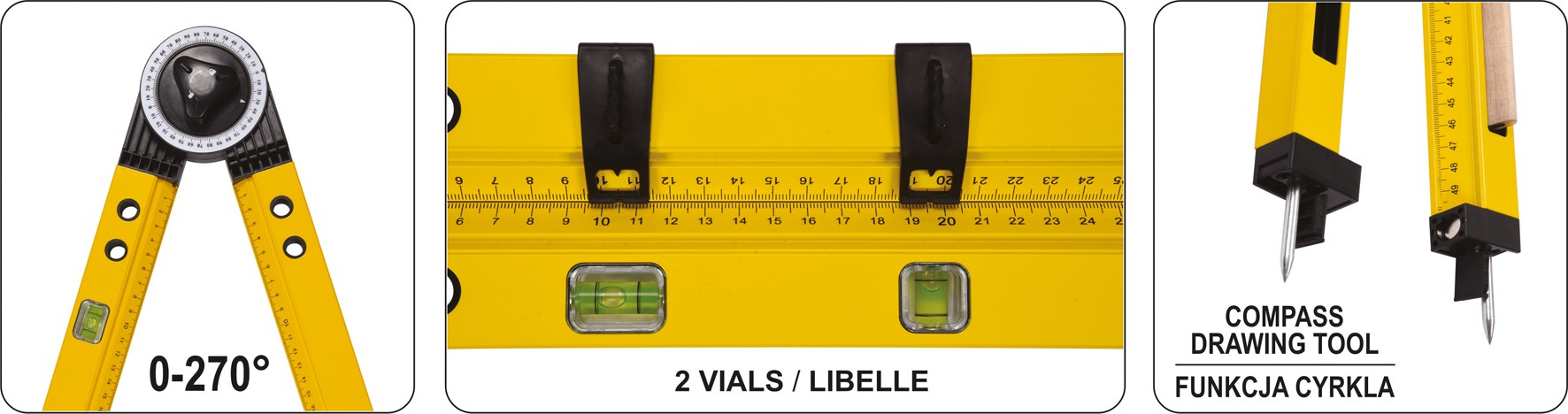 Daudzfunkcionāls leņķa mērītājs | mehānisks | 500 mm (18790) - Image 11